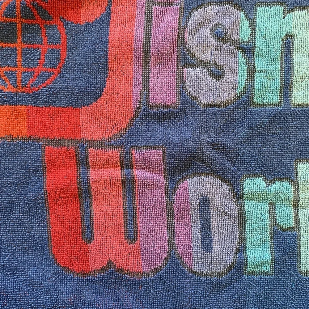 Vintage 80's Walt Disney Beach Towel Rainbow Castle Cotton 50
